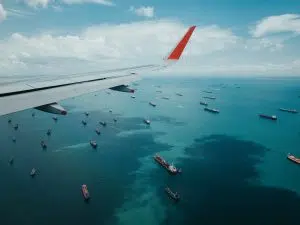 Airplane and ships